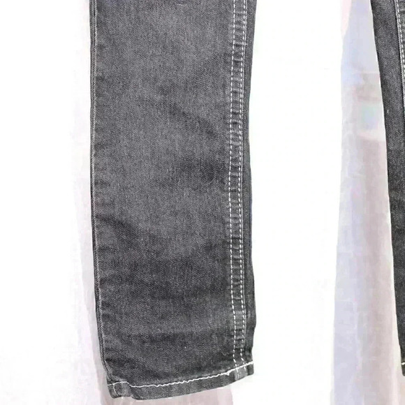 Earl Jean blue Size 7 x 32 grey fleur de lis embroirded, embellished jeans - Picture 4 of 11